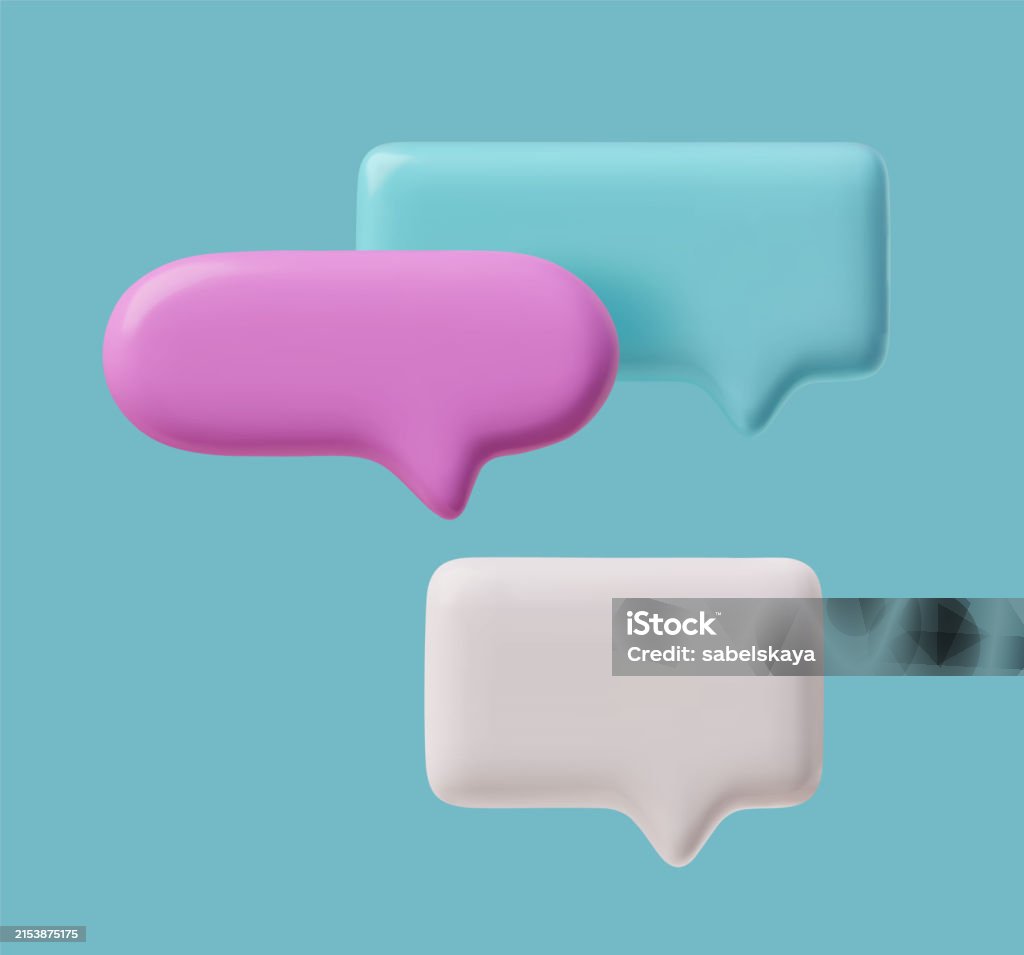 Roundish Rectangles 3d Glossy Empty Speech Bubbles Vector Roundish Rectangles Message Text ...