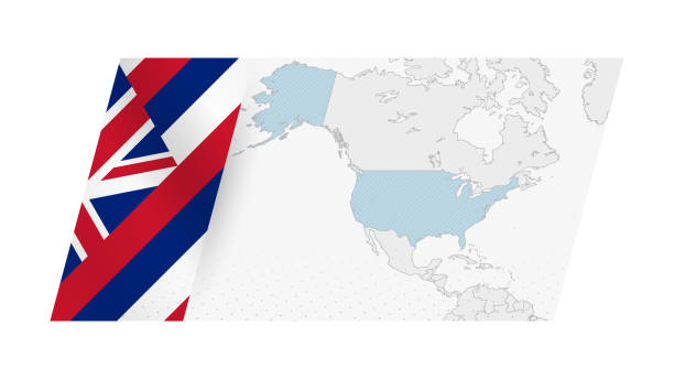 istock USA map in modern style with flag of Hawaii on left side. 2153888970