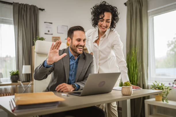istock Two colleagues have video consultation and report at office 2153888973