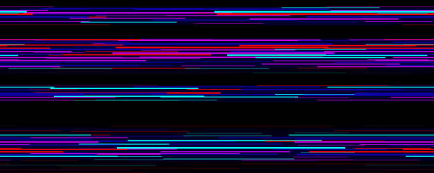 istock TV static noise texture. VHS video signal wallpaper with stripes, interferences or glitches. Neon glitch white noise background. Rippled grained television screen backdrop for poster, banner. Vector 2153890779