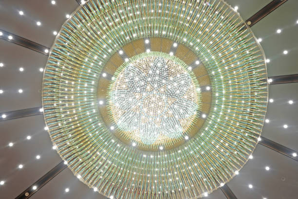 A huge and unusual crystal chandelier in hotel