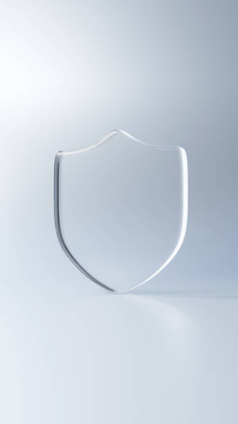 istock 3D Illustration.Transparent glass shield on white background.(Vertical) 2153900481