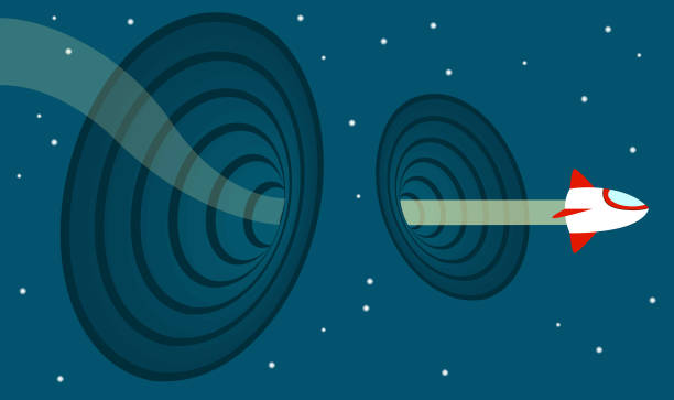 Space-time vortex A spaceship passes through wormholes to travel through time. perimeter formula stock illustrations