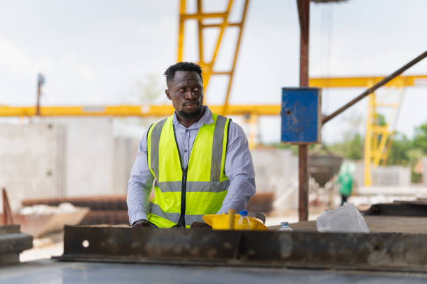 istock Engineer man take a break in the precast factory site, Foreman worker at the construction site 2153910485