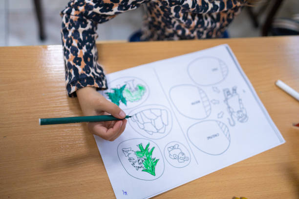 Young child focused on a creative painting activity, using vibrant colors and an artistic setting