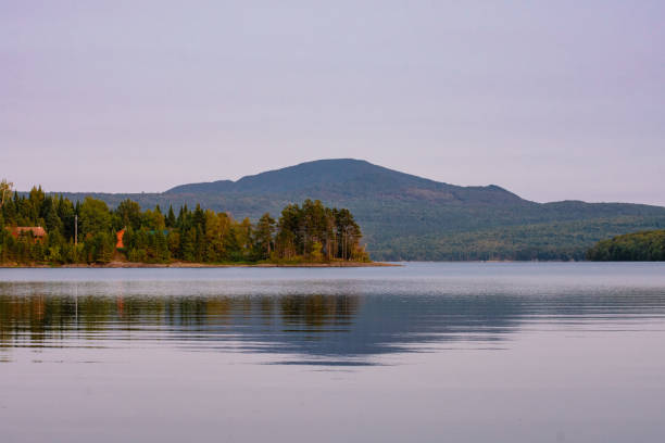 Mirror Lake with Mountain in Autumn. Northern New Hampshire