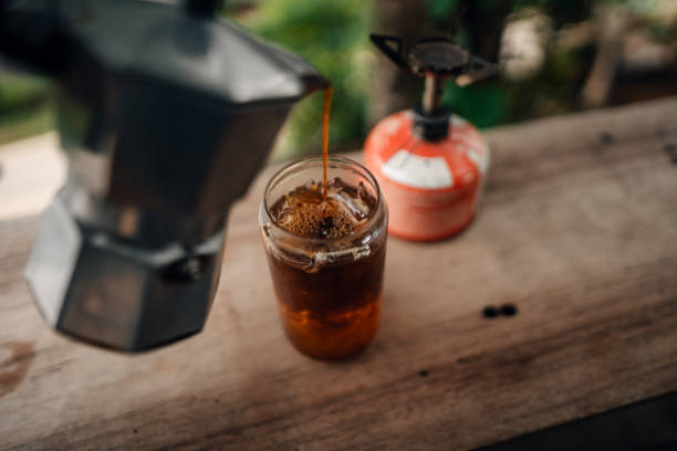 istock Make iced coffee from a moka pot and pour it into a glass. 2153913460