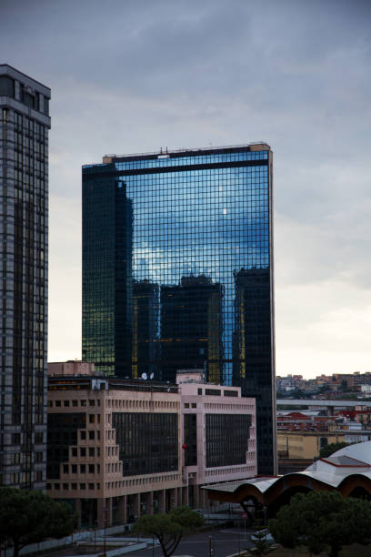 istock Reflective skyscrapers in Naples daytime clouds 2153913852