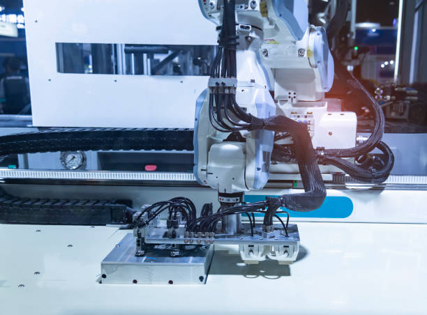 istock Automatic industrial robotic robot working, industry 4.0 and technology concept 2153915952