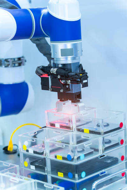 istock Automatic industrial robotic robot working, industry 4.0 and technology concept 2153915955