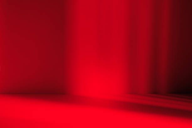 Wall interior background, studio and backdrops show products.with shadow from window color red . background for text insertion and presentation product