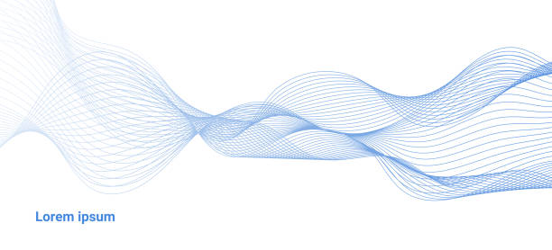 istock Blue flowing wave line on white background. Futuristic modern backdrop design for business, presentation, ads, banner, website, landing page, wallpaper screen and more 2153919921
