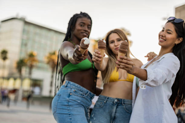 istock Friends Celebrating with Ice Cream Cones 2153920773