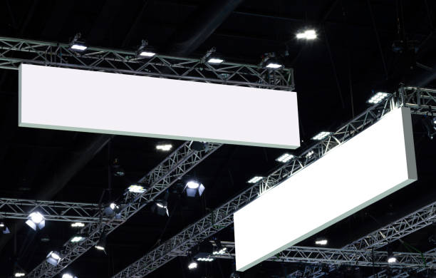 istock Hanging two mock up white horizontal billboard with clipping path for mock up 2153921496