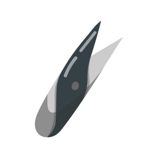 vector thread cutter. Flat illustration of sewing cutter. fabric cutter isolated on white background vector thread cutter. Flat illustration of sewing cutter. fabric cutter isolated on white background. scissors cutting wrapping paper stock illustrations