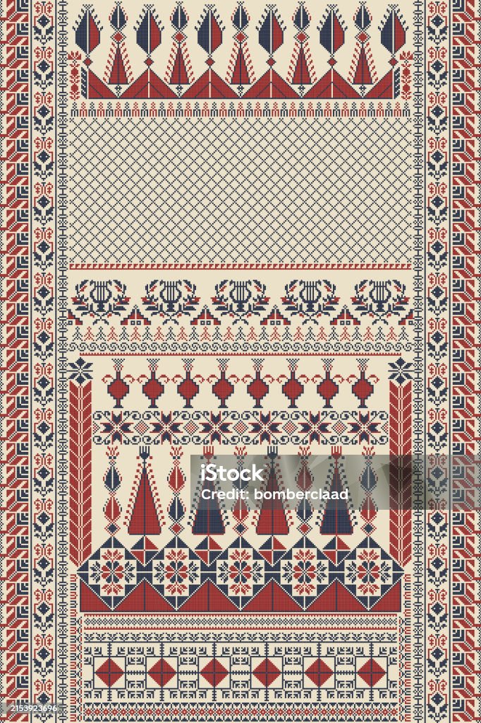 Palestinian Simple Patterns Palestinian Tatreez Template Pattern 22 Stock Illustration - Download ...