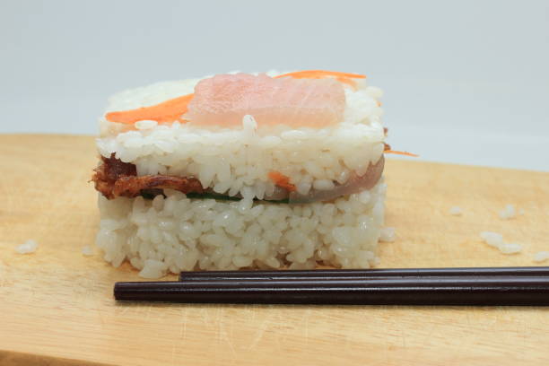 sea bass sushi isolated on white background