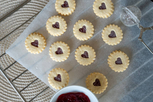 istock Traditional swiss cookies called Spitzbuebn filled with jam. 2153929037