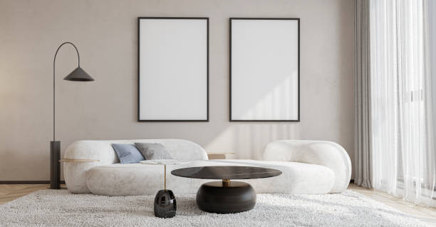 istock mock up poster frame in modern interior background, living room. 3D render, 3D illustration 2153930333