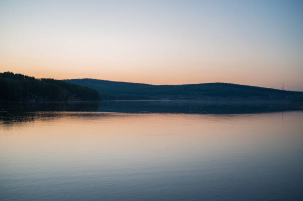 Scenic view of Synevir lake in Carparthians  at sunset