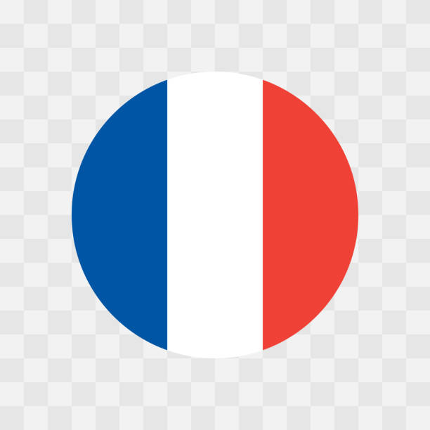 Circle vector flag of France France flag - circle vector flag isolated on checkerboard transparent background french flag clip art stock illustrations