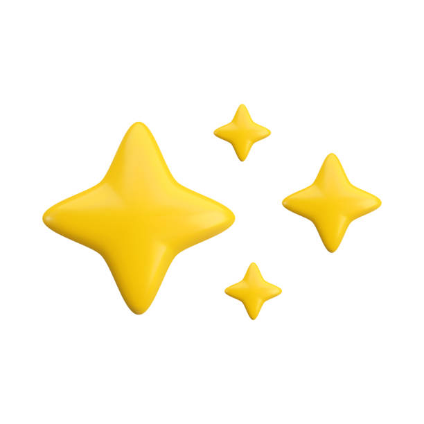 istock Vector 3d gold sparkle star set on white background. Cute realistic cartoon 3d render, glossy yellow four pointed shining stars concept for magic sparkling decoration, web, game, app, flash symbol 2153941887