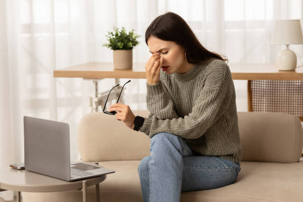 istock Tired Young Woman Feeling Eyes Strain After Using Laptop 2153944140