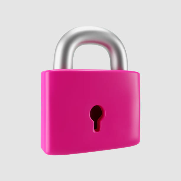 istock 3d pink locked padlock icon isolated on gray background. Render minimal closed padlock with a keyhole. Confidentiality and security concept. 3d cartoon simple vector illustration 2153944303