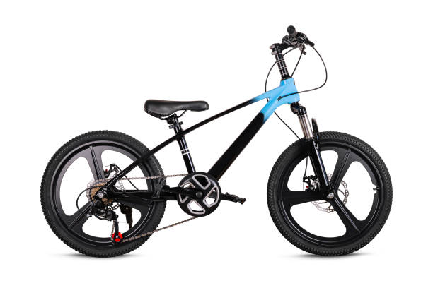 istock Modern black and blue fat tire bicycle isolated on white 2153950882