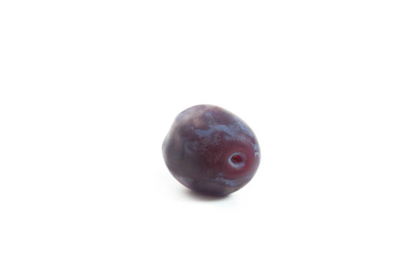 purple tomatoes on blue background top view