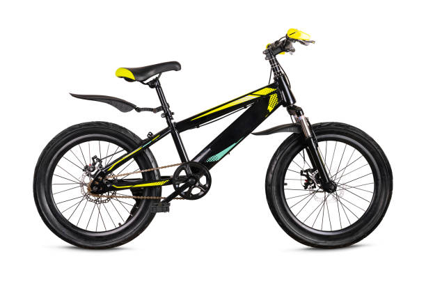 istock Modern black and yellow mountain bike isolated on white 2153955497