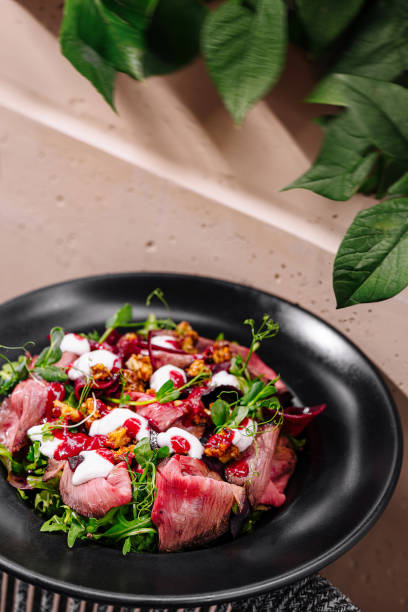 istock Fresh gourmet steak salad on elegant plate 2153955757