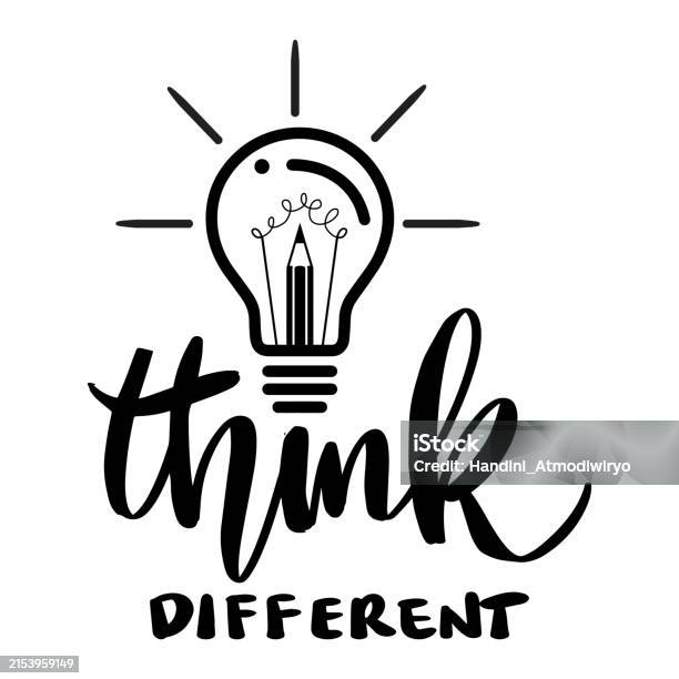 Think Hand Drawn Think Different Hand Drawn Lettering Quote Vector Illustration Stock ...