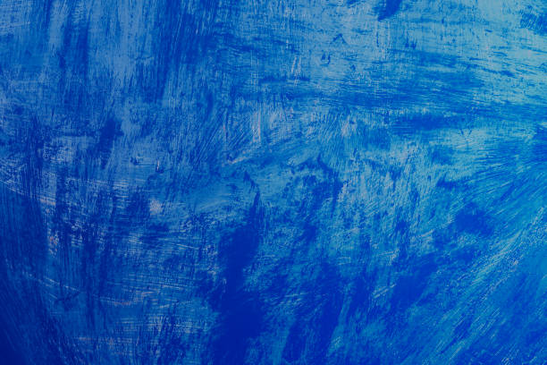 Abstract blue, navy, aqua wall, rough painted brushstrokes texture, background design element.