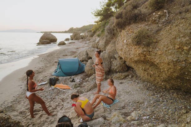 istock Camping on the beach by the sea 2153963537