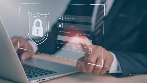 istock cyber security and Security password login online concept Hands typing and entering username and password of social media. 2153965174