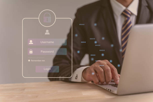 istock cyber security and Security password login online concept Hands typing and entering username and password of social media. 2153965185