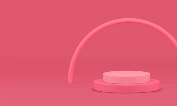 istock 3d pink cylinder podium pedestal mock up for cosmetic product show realistic vector 2153970674