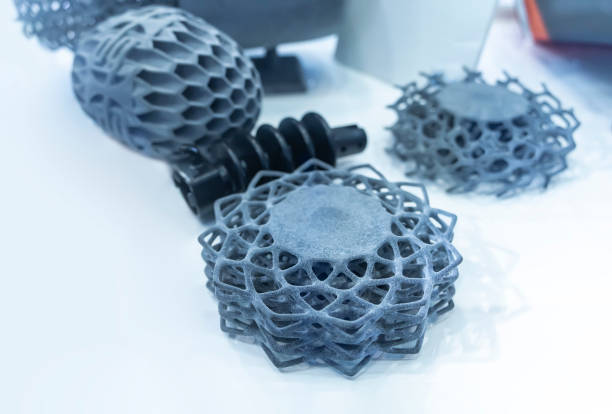 Metal products made by metal 3D printing. Modern additive technology.