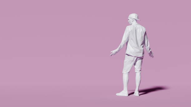 istock Stylish man, back question pose, dressed in modern casual wear, set on a monochrome pink backdrop. 3d render 2153972573
