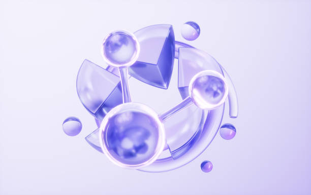 istock Chemical molecule with purple glass background, 3d rendering. 2153976725