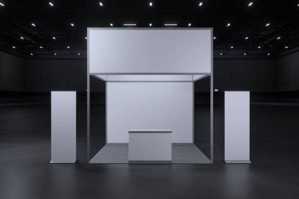 istock Exhibition stand for mockup and Corporate identity,Display design.Empty booth Design.Retail booth elements in Exhibition hall.booth Design trade show.Blank Booth system of Graphic Resources.3d Background for online Event,conference,live.3d render. 2153980171