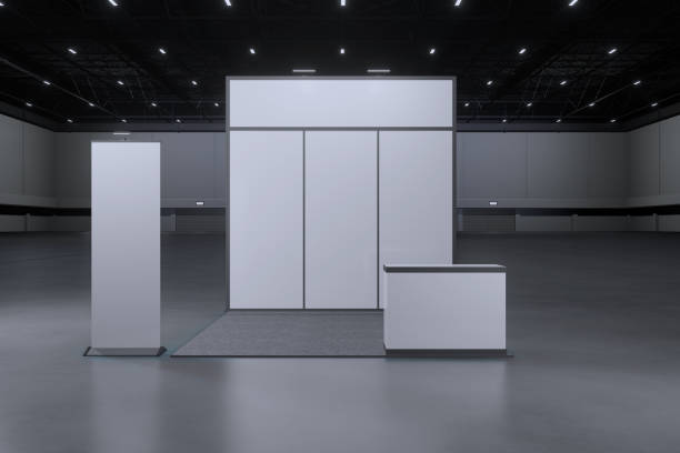 istock Exhibition stand for mockup and Corporate identity,Display design.Empty booth Design.Retail booth elements in Exhibition hall.booth Design trade show.Blank Booth system of Graphic Resources.3d Background for online Event,conference,live.3d render. 2153980180
