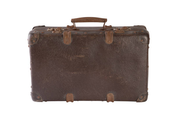 istock Old brown worn out suitcase isolated on white background with clipping path 2153982061