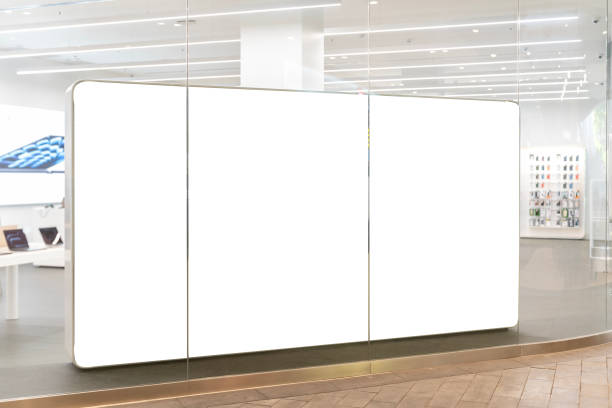 istock Mockup blank largeLED Screen in front of computer and device store 2153982217