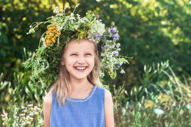 istock Wreath Flowers on Child Head 2153983788