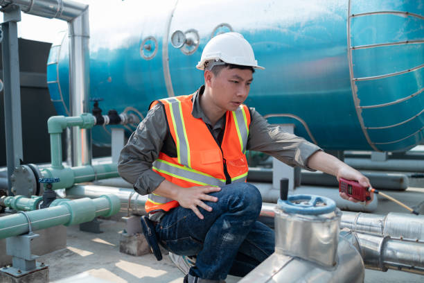 istock Industrial Engineer Communicating via Walkie-Talkie on Site 2153985398