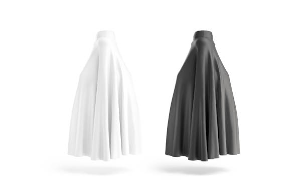 istock Blank black and white muslim female burqa mockup, back view 2153991129