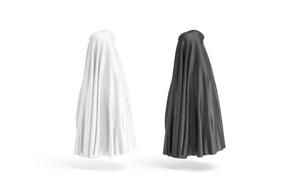istock Blank black and white female chador mockup, back side view 2153991422