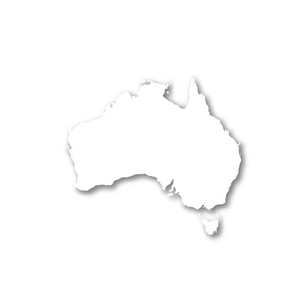 istock Australia - white 3D silhouette map of country area with dropped shadow on white background. Simple flat vector illustration 2153992864